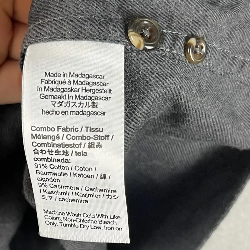 J Crew Cashmere Blend Shirt Mens XL Gray Cotton Long Sleeve‎ Button Up Classic
